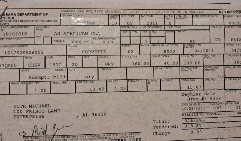 Chevrolet Corvette C3 Stingray BJ 1972 Anthrazit voll